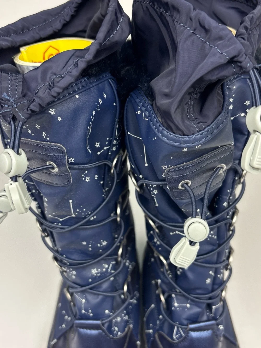 Lands End Big Girls Size 7 Boots Snow Rain Navy Blue Starry Night Constellation